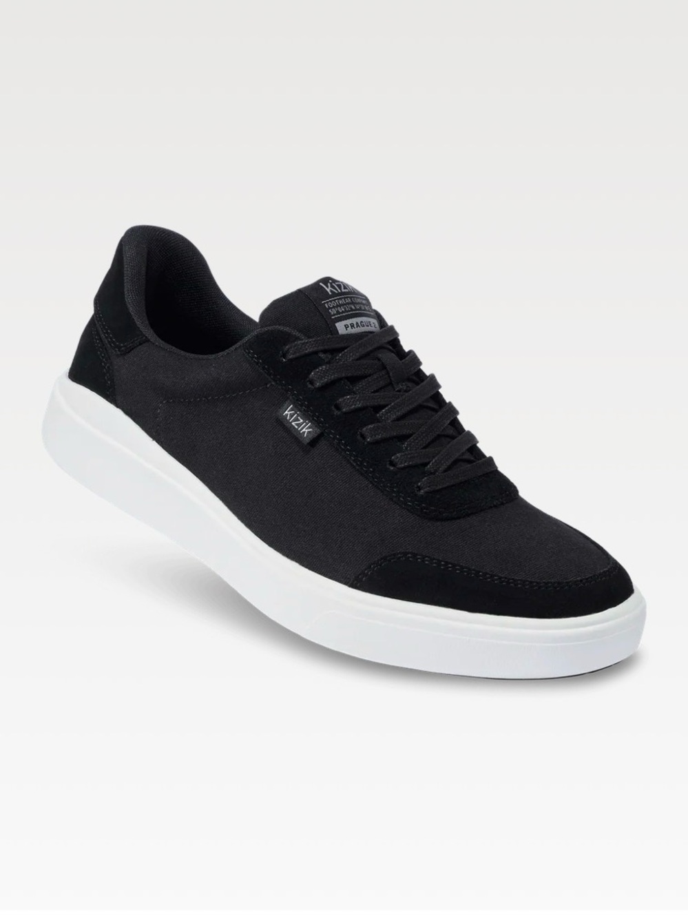Kizik Prague Black Lace-Up Canvas Sneakers
